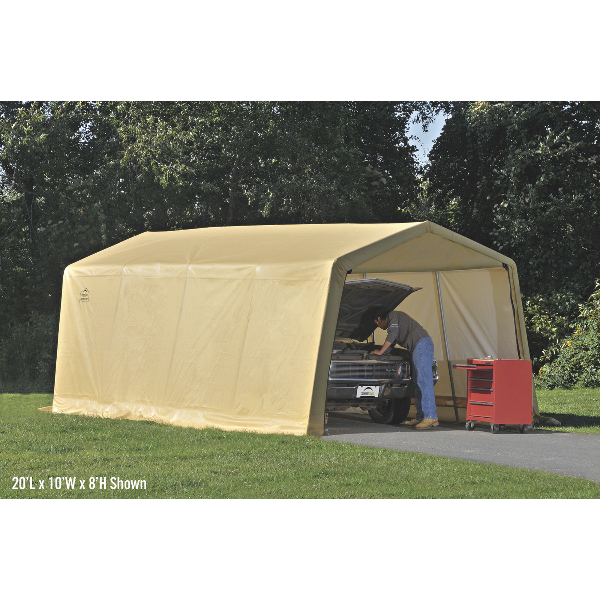 ShelterLogic Autoshelter Instant Garage - 15ft. x 10ft., 1 3/8in. Frame, UV-Treated Polyethylene Fabric, Sandstone, Model# 62681